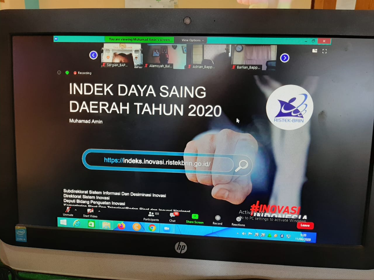 VIDCON RAPAT INDEKS DAYA SAING DAERAH TAHUN 2020